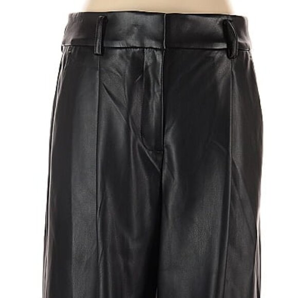 Black faux leather wide leg pants Ann Taylor LOFT, size 4 - Picture 3 of 8